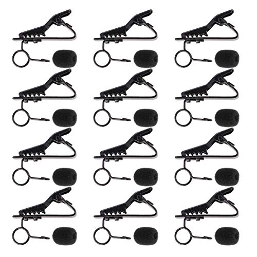 Yardwe 24Pcs Iron Clip Lapel Lavalier Microphone Holder Mini Tie Clip with Black Clips Sponge Covers for Voice Chat Video Conferencing Karaoke and Recording