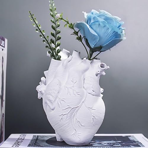 Miniatura 6 de Jarrón de corazón creativo blanco, jarrón de corazón de resina, maceta anatómica en forma de corazón para jarrón en forma de corazón, jarrón de arte