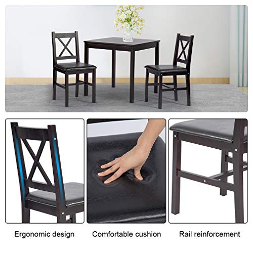 Fdw Dining Kitchen Table Dining Set 3 Piece Wood In Door Square Small Farmhouse Dining Room Table Set Table And Chair For 2 Person, Dark Brown #TOP3