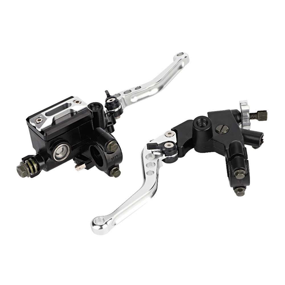 Qiilu 1 paio 7/8 "(22mm) leve freno serbatoio freno frizione moto universale(Silver)