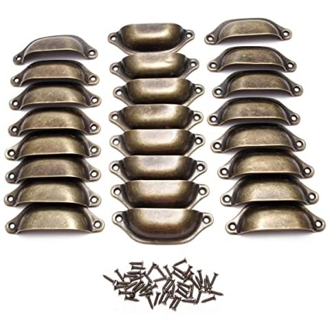 ToPicks 24 Pieces Retro Shell Drawer Pull Handles Vintage Half Moon Shell Cup Kitchen Cabinet Hardware Furniture Cupboard Closet knobs Cover