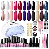 pedicura gel getafe 【COSCELIA Kit completo de manicura con lámpara U-V Led de 110w】, 10 colores de esmalte semipermanente, capa base y superior, disolventes y otros accesorios. El set incluye un cortaúñas eléctrico adicional, que puede utilizarse para eliminar el esmalte de uñas. Puedes probar varias combinaciones de nail art según tus preferencias.