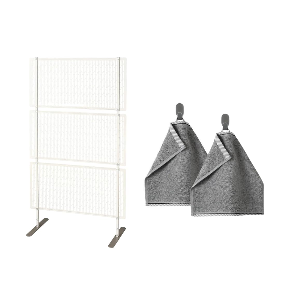 Ikea Home & Patio Set - LUNGÖN Privacy Screen (140x80x40 cm, Off-White) & VIKFJÄRD Textured Washcloths (30x30 cm, Grey)-image-18