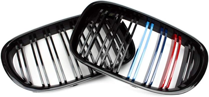 For BMW F01 F02 Kidney Grill Grille ABS Twin Bar Slats 7 Series 740i 740Li 745i 750i 760L 2009-2015 (Dual Line, M Color)