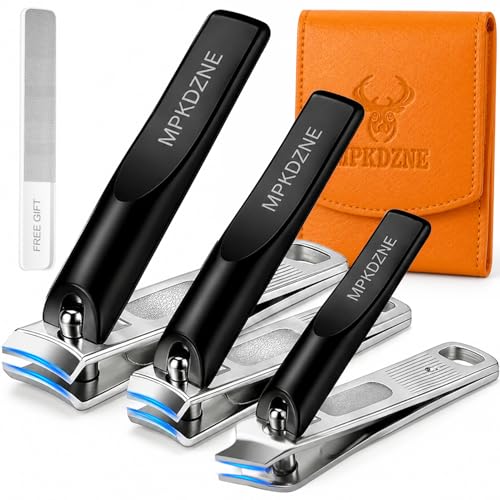 Nail Clippers Set, Ultra Sharp Stainless Steel Manicure Kit with Leather Case, Nail Care Tools for Travel Home Men Women