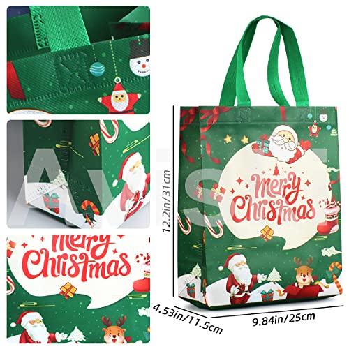 Lot de 4 sacs cadeaux de Noël avec poignées, sacs de Noël multifonctionnels en tissu non tissé pour emballage cadeau, fournitures de fête de Noël, 31 × 25 × 11,5 cm - Image 3