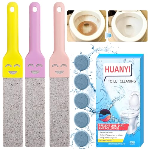 3PCS Piedra pomez para limpieza WC, 20PCS Tableta de Limpieza de WC, Piedra Pómez para Limpieza de Inodoros, Cleaning Block para WC, para Parrillas, Cocina, Ducha, Baño, Lavabos