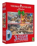 Ceaco - 3 in 1 Multipack - Thomas Kinkade - Holiday - (1) 550 Piece, (1) 750 Pieces, (1) 700 Piece Jigsaw Puzzles