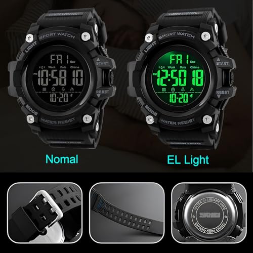 Gosasa Men Sport Watch Countdown Stopwatch Watch Mens Wrist Watch Waterproof LED Electronic Digital Male Watch 12/24 Hour Multifunctional Watch4