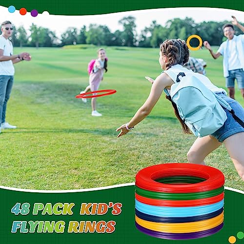 image for Lenwen 48 Pcs Kid’s Flying Rings Flying Disc for Kids Soft Flying Ri