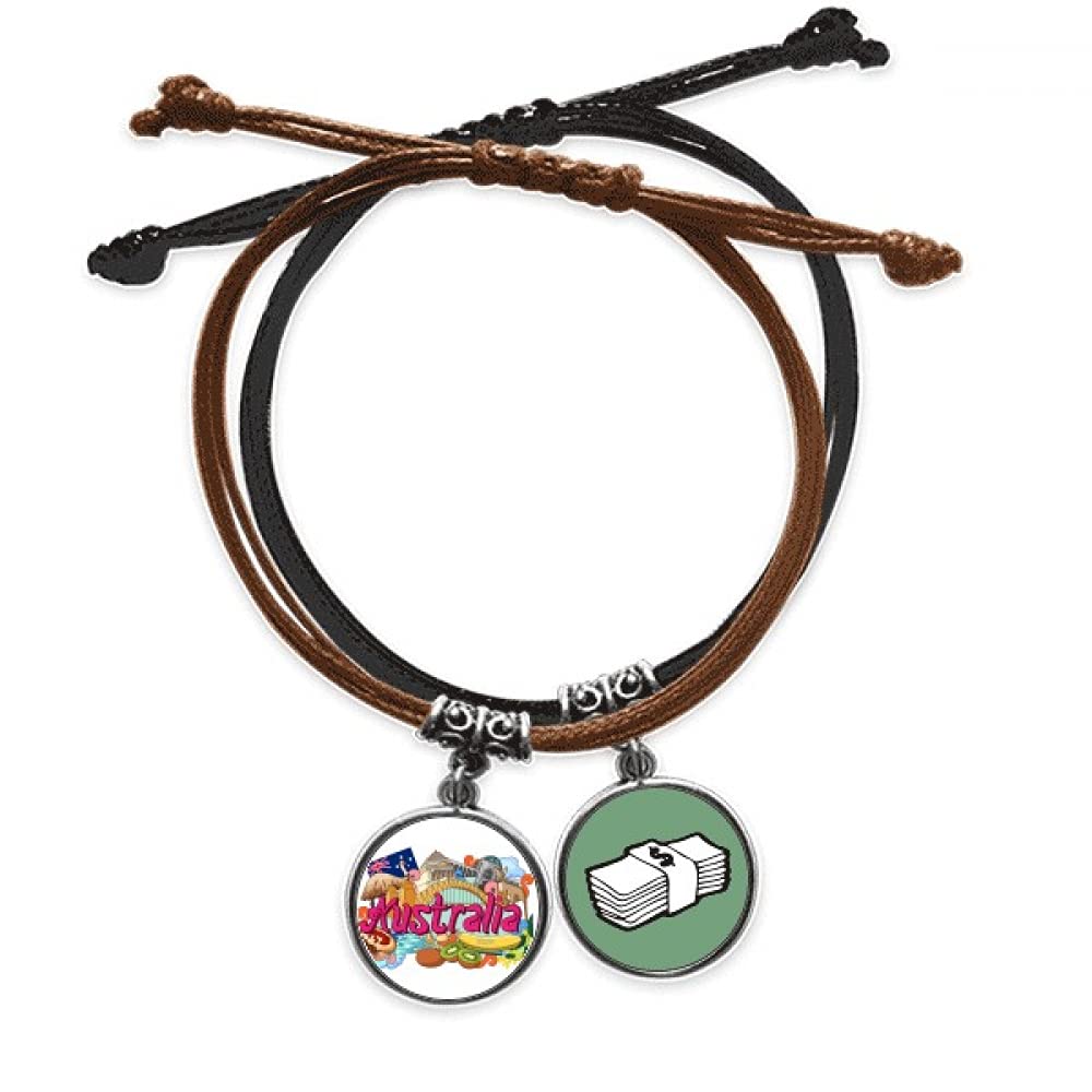 Pulsera de cuero de Australia ajustable con amuleto para regalo original 3