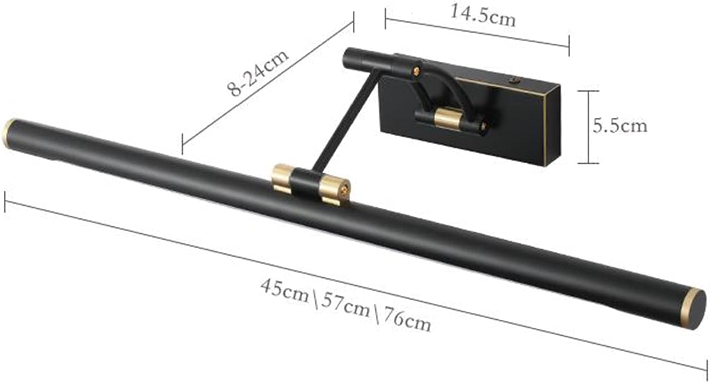 Lustrzane światło Proste lusterko Przednie światła Styl europejski Całkowicie miedziane Luksusowa regulowana willa Wodoodporna lampa przeciwmgielna(Neutral Light-76cm)