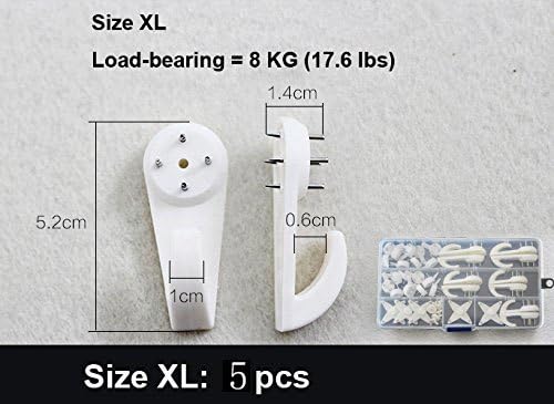 SinLoon (39-Hook) Creative Multi Function Invisible Hardwall Drywall Picture-Hanging Hooks Clock Hanger Non-Trace Wall Picture Hook Frame Wedding Photos Mirror Wall Studs, White