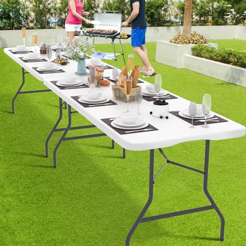 Dkeli Folding Table 6 Foot Indoor Outdoor Heavy Duty Plastic Portable Fold Up Table Utility Camping Dining Party Table thumb #1