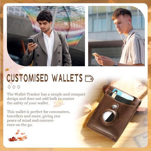 Custom Leather AirTag Wallet for Men: Personalized Letter Name Smart Wallet Card Holder Bifold RFID Blocking - Christmas Father's Day Valentine's Day Gift - for Father Husband Boyfriend2