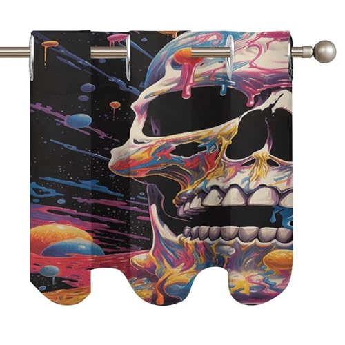 Cortinas opacas de calavera para ventanas de cocina y decoración moderna 6
