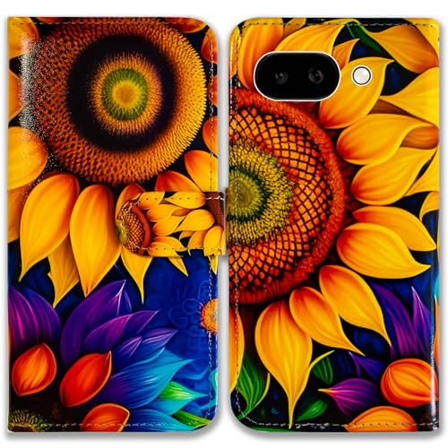 Housse Google Pixel 9a jaune tournesol Bcov, l'étui à rabat idéal pour vos sorties