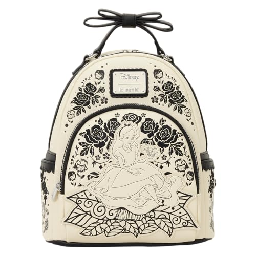 Loungefly Disney: Alice in Wonderland - Embroidered Floral Mini Backpack with 3D Bow - Great for Kids & Adults - Collectible Bags