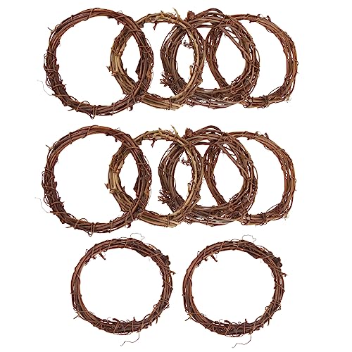 MAGICLULU 10 Pièces Cercle De Rotin Couronnes De Vigne pour L'artisanat Petites Couronnes De Saule Bricolage Plateaux en Osier Accessoire Artisanal De Couronne Guirlande Décor en Bois Brown