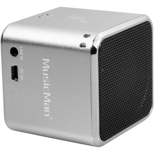 MusicMan Tragbarer Mini-Bluetooth-Lautsprecher, Kabellose Soundstation, unterstützt MicroSD-Karten, kompakter mobiler Audio-Lautsprecher für Smartphone, Tablet, Laptop, BT-X2 (silber)