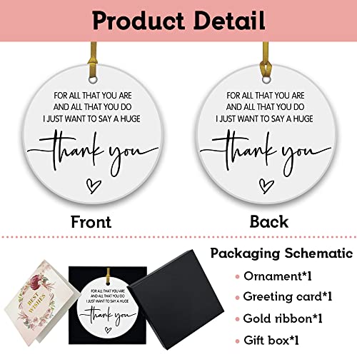 Rewidparty Thank You Gifts Thank You For All That You Do Christmas Ornament Keepsake Collectible Gifts Appreciation Gifts For Family Friends 3" Circle Ceramic Ornament With Gold Ribbon & Gift Box #TOP1