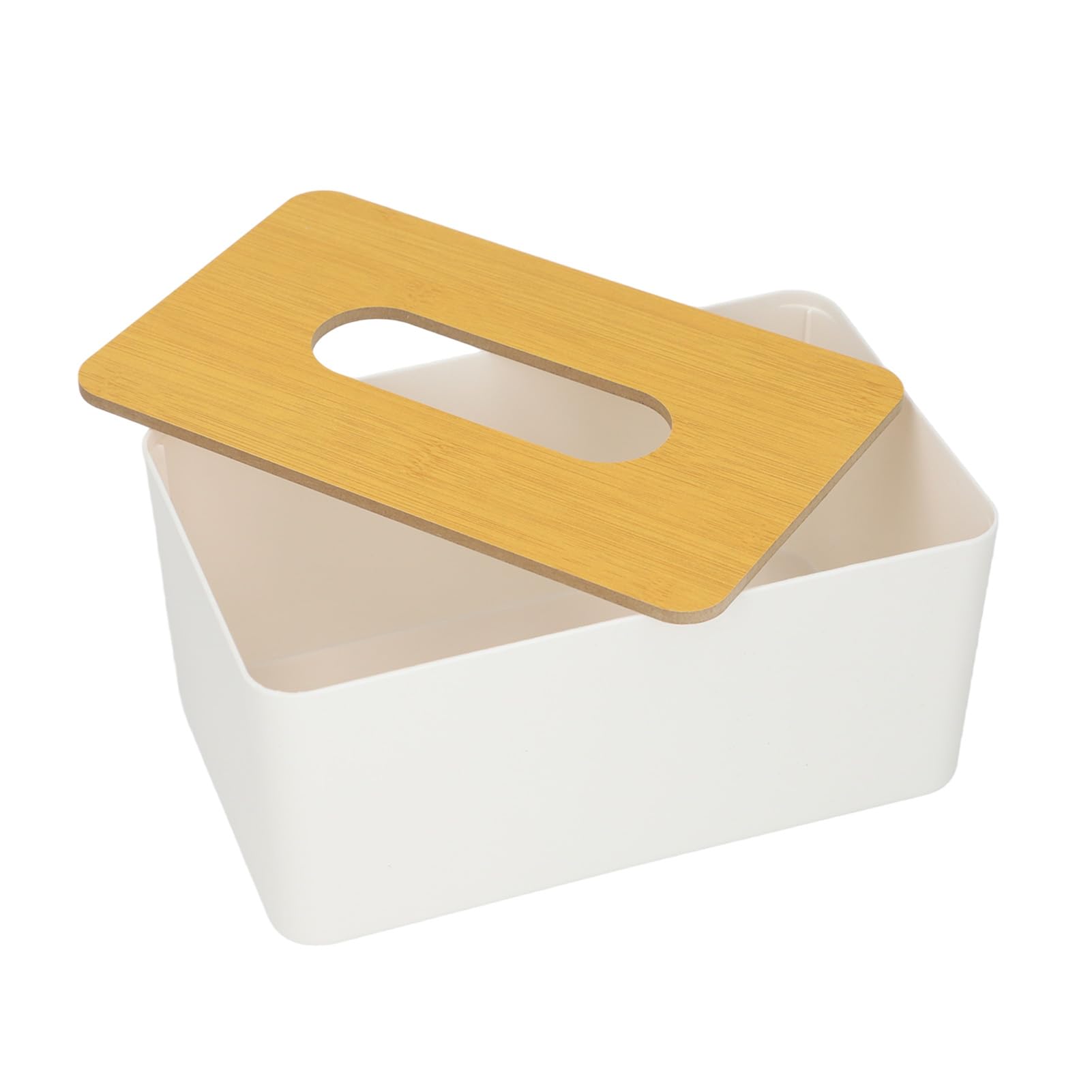 Pudełko na Chusteczki z Bambusa, Kwadratowe, Zdejmowana Osłona, Plastikowy Organizer do Przechowywania, 13.5x13 cm