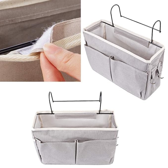 OTISTORES Bedside Caddy Bedside Hanging Storage Basket Multi-Function Organizer Caddy for Bunk and Hospital Beds Dorm Rooms Bed Rails, Can be Placed Glasses, Books, Mobile Phones, Keys 3