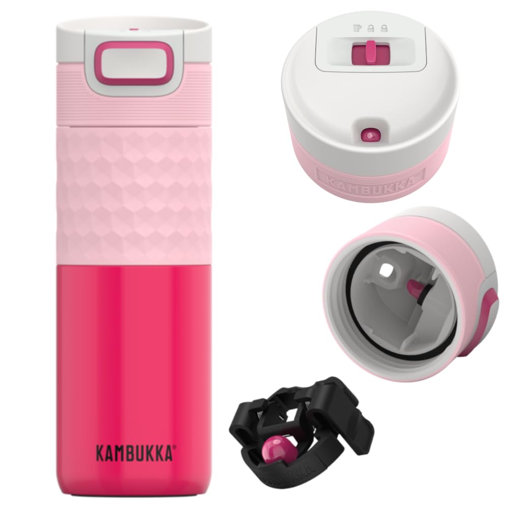 Kambukka kubek termiczny zestaw Neon Nights – 2× Etna Grip 500 ml (Black Steel + Diva Pink), szczelne, Snapclean, BPA Free