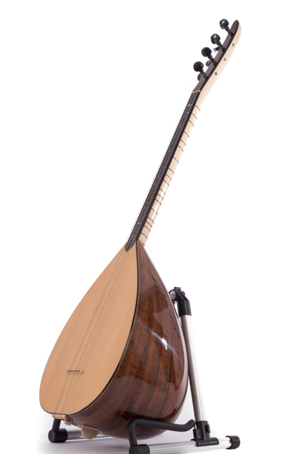 Turkish Short neck Saz Baglama Walnut with Electric Pickup Presys 301 with Soft Case, Picks & Extra Set of Strings