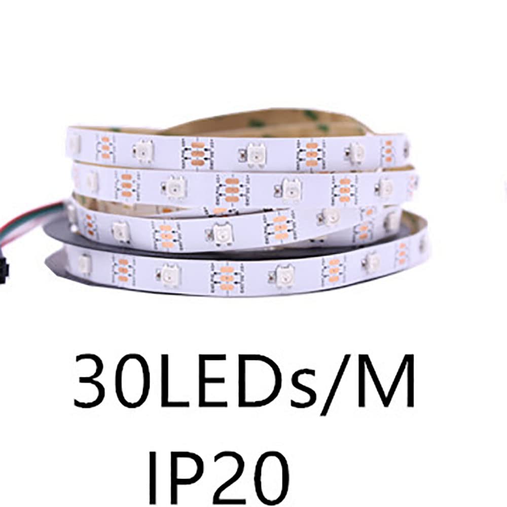 WS2812B individualmente direccionable inteligente RGB LED tira de luz IP30 no impermeable flexible sueño color 32.8T 10M luz SP105E Bluetooth LED controlador DC5V 12A LED transformador KIT