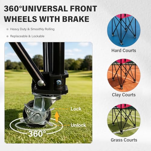 Image of BESTHLS Foldable Tennis Ball Hopper, Pickleball Baseball Hopper Basket | Tennis Ball Basket, Folding Tennis Ball Cart with Detachable Storage Bag, with Wheels, for 120 Balls(Balls Not Included)