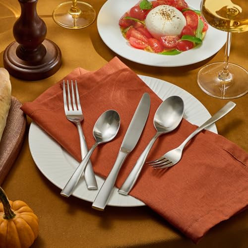 KINGSTONE 40-Piece Silverware Set for 8, Matte Stainless Steel Flatware Set with Forks, Knives, Spoons, Dishwasher Safe, Rust Resistant Cutlery for Home & Wedding