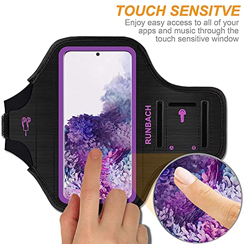 Galaxy S8+/S9+/S10+/S20+ Armband,Runbach Sweatproof Running Exercise Gym Bag With Key Holder And Card Slot For Samsung Galaxy Phones(Purple) #TOP3