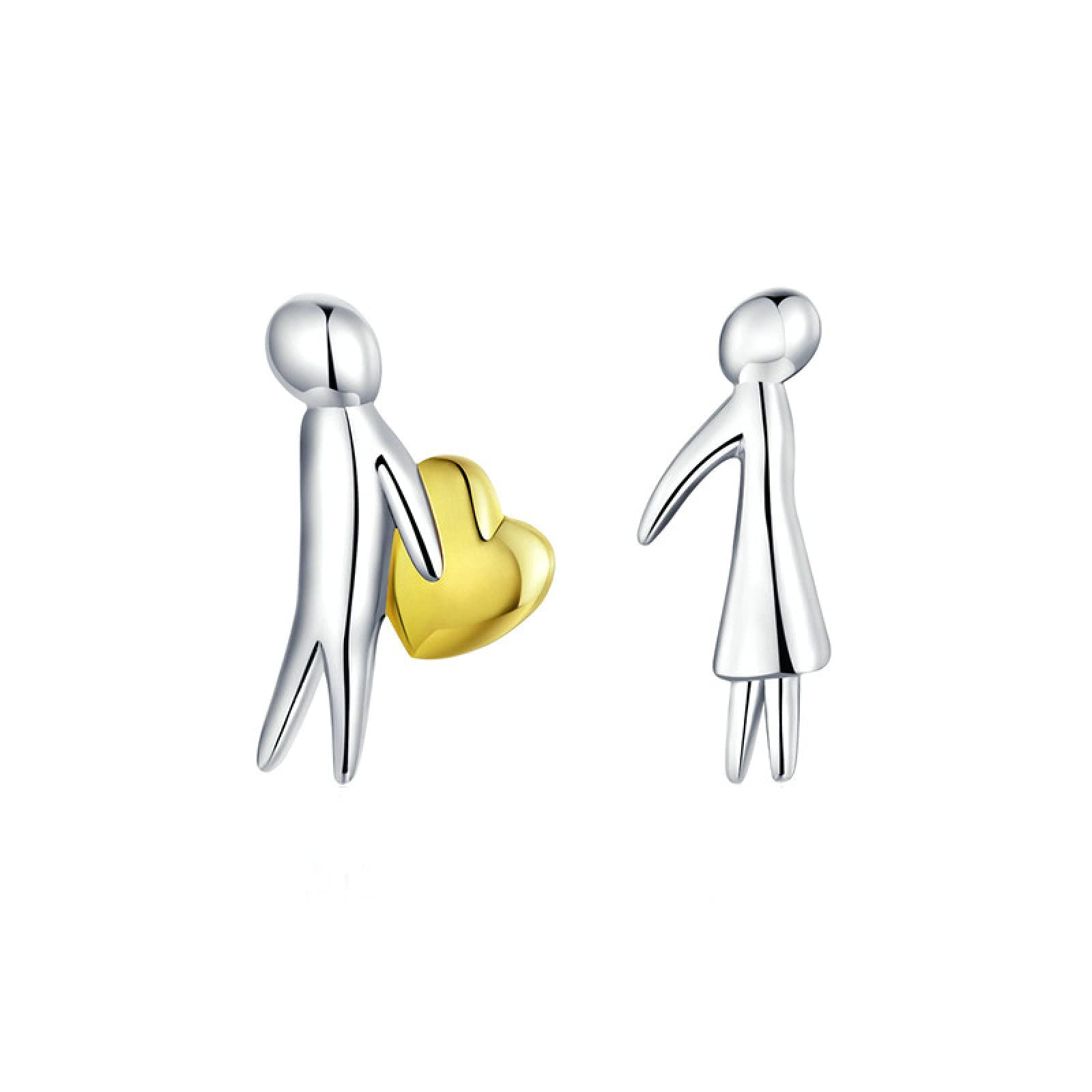 YCTTKDD per Ragazza Valentine Serie 925 Stelring Accepet My Heart Lover Coppia Orecchini con Orecchini a Bottone