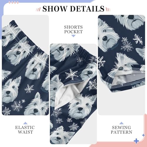 Pajama Pants White Dog Head Pattern PJ Bottoms Sleepwear Lounge Sleep Pant with Pockets4