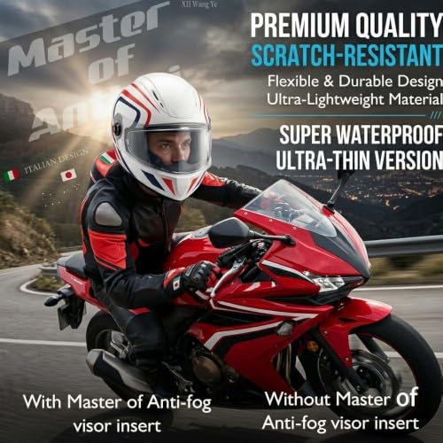 XII WY Film anti-buée universel pour casque de moto, insert de lentille de visière transparent ultra-mince résistant à la buée, 9,5 cm x 24,5 cm – vue 6