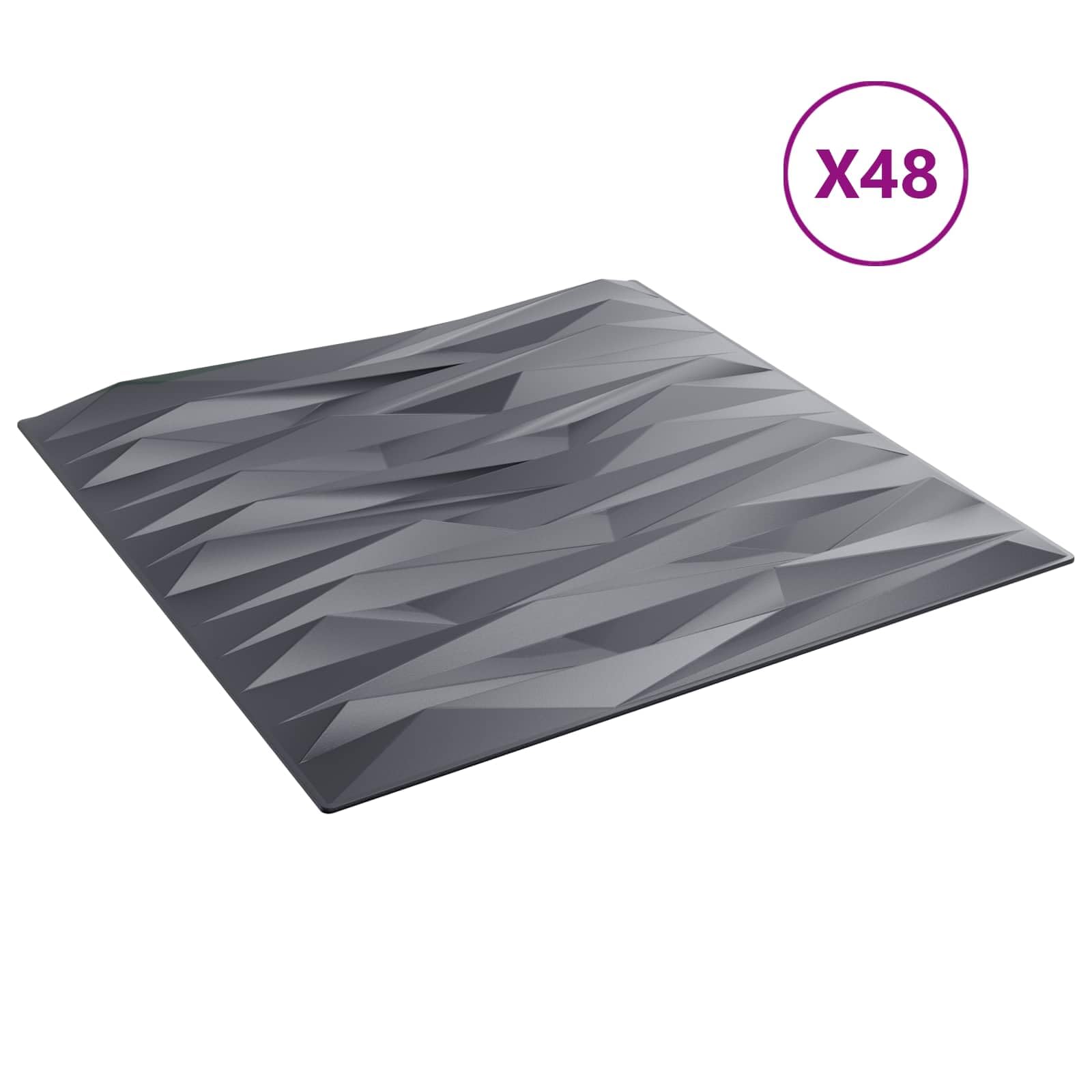 XPS - Paneles de pared (48 unidades, 50 x 50 cm), color gris