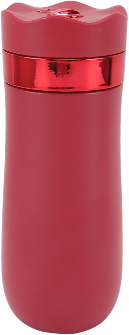 French Press Coffee Mug, Insulated 304 Stainless Steel Portable French Press Mug 320ml for Office (Red)