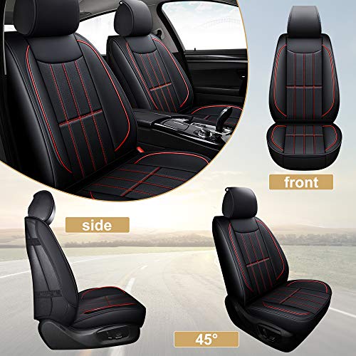 Aoog Leather Car Seat Covers, Leatherette Automotive Vehicle Cushion Cover For Cars Suv Pick-Up Truck, Universal Non-Slip Vehicle Cushion Cover Waterproof, Full Set #TOP2