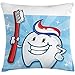 Produktbild Vintage Cartoon Throw Pillow Kissenbezug, Zähne Bild mit bunten Haaren lächelnd und halten Zahnbürste, dekorative quadratische Akzent Kissenbezug, 18 'x 18', blass himmelblau Multicolor