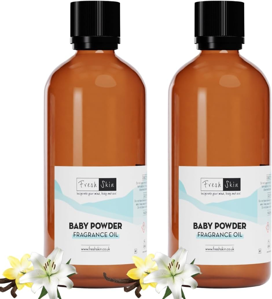 Freshskin Beauty LTD | Baby Powder Fragrance Oil - 200ml (2 x 100ml) - Candles, Bath Bombs, Soap Making, Reed Diffusers & Wax Melts - Cosmetic Grade - Vegan Friendly