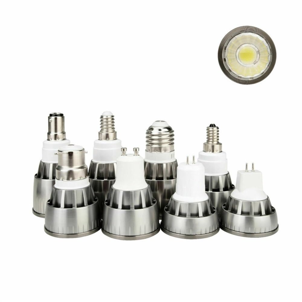 YSJX lighting, Paquete de 10 bombillas LED COB E14/E27/GU10/GU5.3 3W/5W/7W AC220V lámparas de aluminio regulables(Warm White,GU5.3 7W)