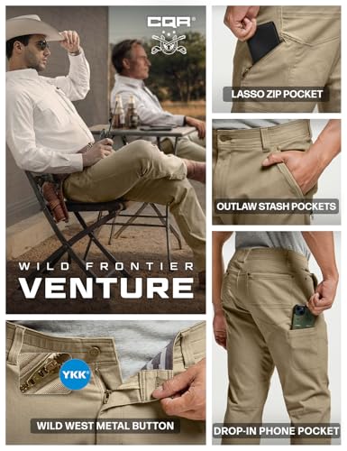 CQR Men's Motion Utility Casual Pants, Regular Fit Lightweight Work Pants, Water Resistant Outdoor Stretch Pants with Pockets - Image 5