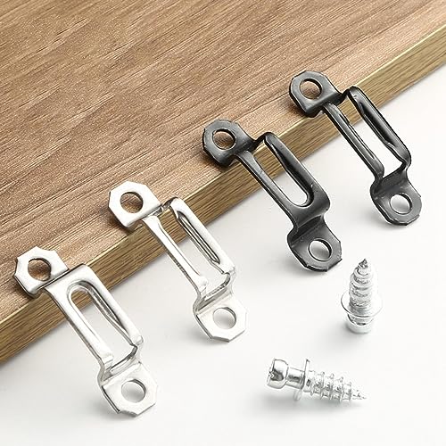 Image of 100x Invisible Connector Screw Fasteners, Hidden Connectors, Steel Furniture Concealed Connector with Screws for Home Kitchen, Black, Half