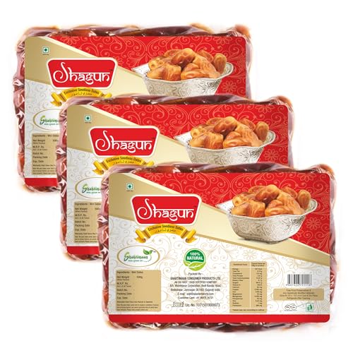Shagun Seedless Wet Dates, 100% Natural, Arabian Dates, Khajur, Seedless, Free From Preservatives, No GMO, Boosts Immunity, 1.5 kg