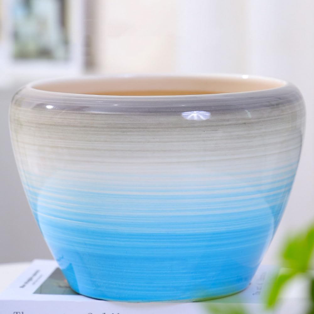 DFGHNBVC Ceramic Modern Glaze Succulent Planter Pot With Drainage Hole And Saucer 9 Inch Round Flower Plant Pot For Indoor Outdoor Herb Snake Plants,Orange