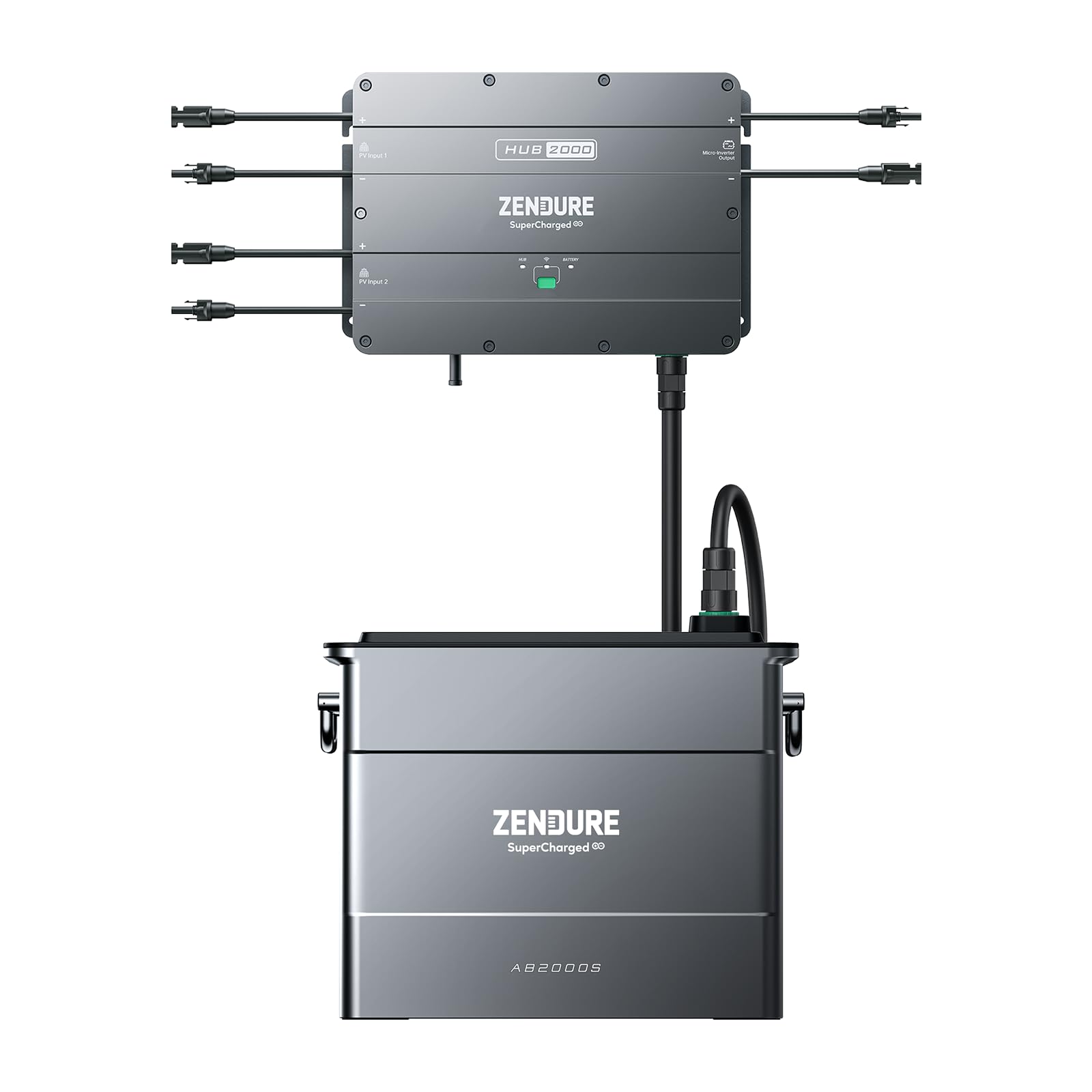 Zendure SolarFlow, stazione elettrica per balcone, HUB 2000 con ingresso solare 1800 W, AB2000X con capacità 1920Wh, capacità espandibile 7680Wh, uscita 1200 W, installazione facile, IP65, 0 dB, APP