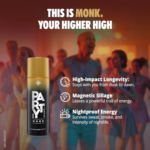 Image of Riya MONK Deodorant | Body Spray for Men | Long-Lasting, Rum-Spicy Oriental Fragrance- 200 ml