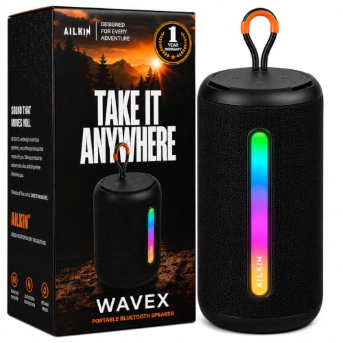 Image of AILKIN Portable Bluetooth Speakers Wireless | 12W Powerful Sound, 360 Surround Sound, Splash Proof Design, RGB Light & TWS Stereo Pairing | Mini Wireless Speaker for Home, Travel & Outdoor