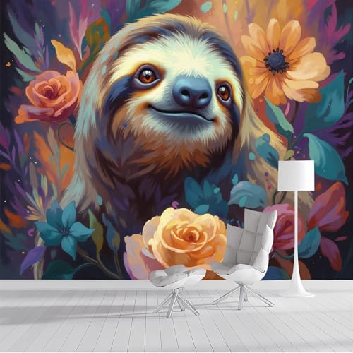Papier peint panoramique fleurs abstraites 3D 200x140cm
